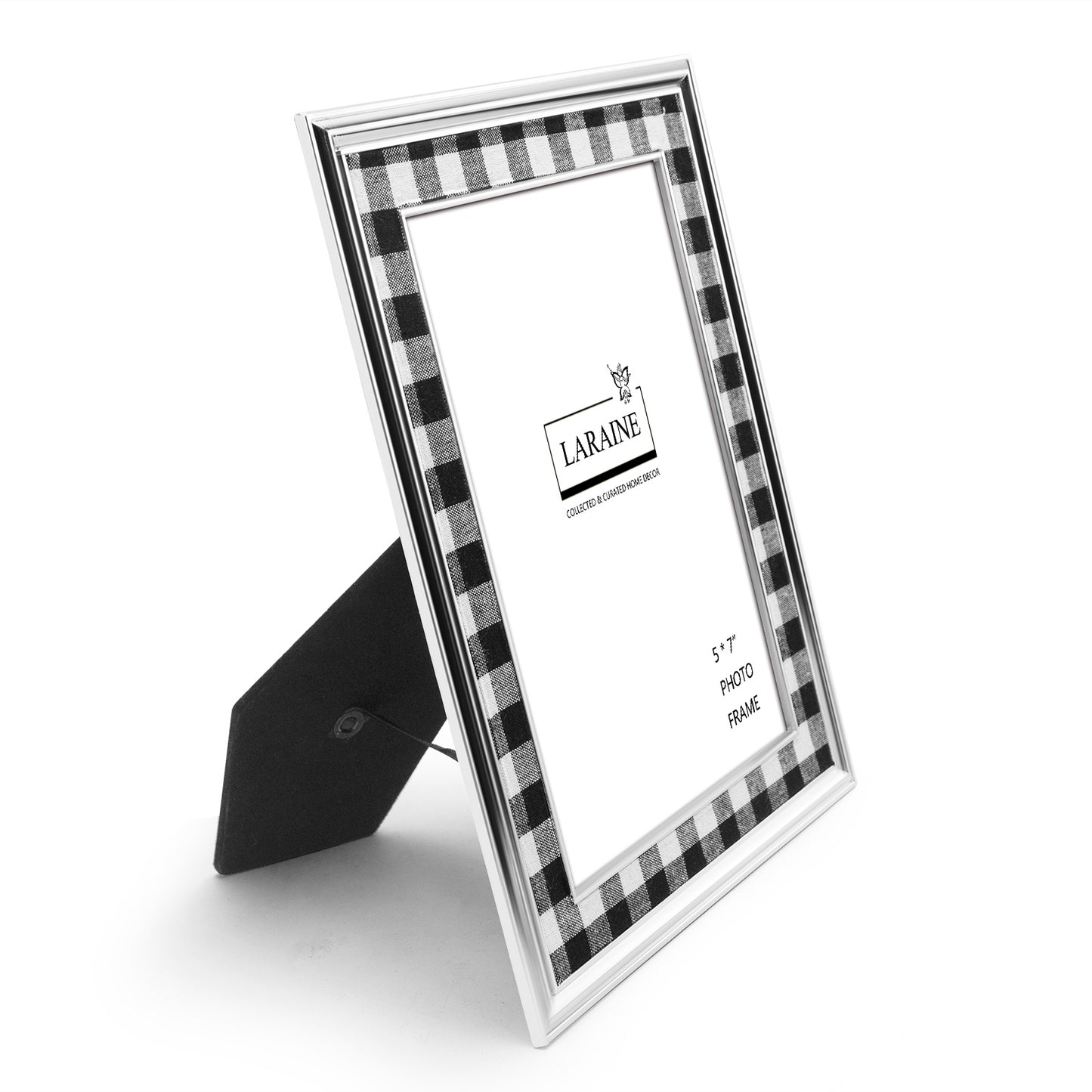 LARAINE Metal Picture Frame Christmas Style 5x7-Checkered Pattern White Black