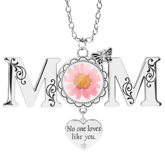 Laraine MOM Suncatcher with Pressed Colourful Flower Butterfly Glass Wind Chime Ornament Charm Pink No one loves like you