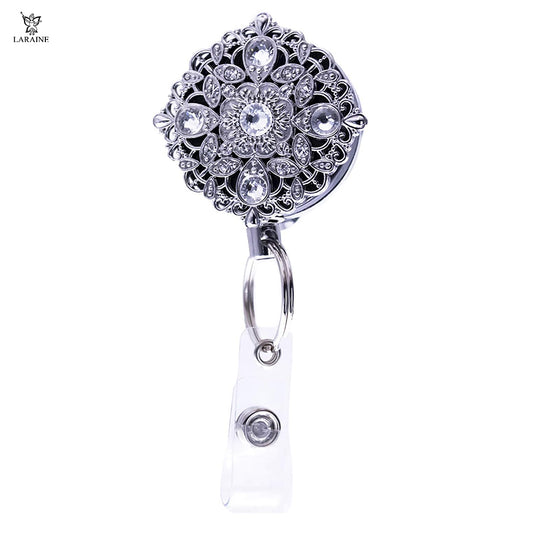 Laraine Badge Reel Holder（Flower Silver）